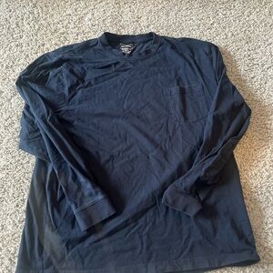 L.L.Bean Men’s Long Sleeve Pocket Tee – Navy Blue, Size Large (Traditional Fit)